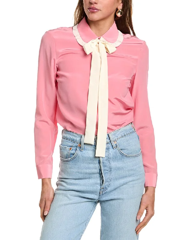 RED Valentino Peter Pan Collar Silk ShirtLogo Shirts