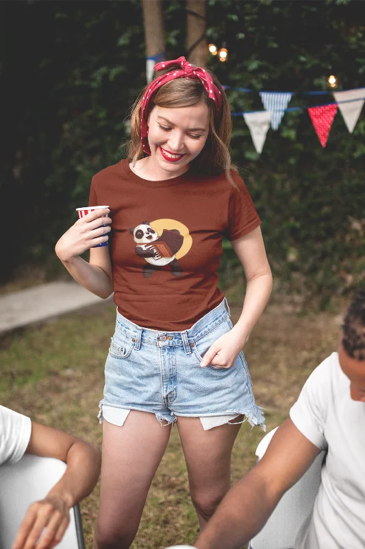 Panda Melody Printed T-shirt for womenLongline T-Shirts