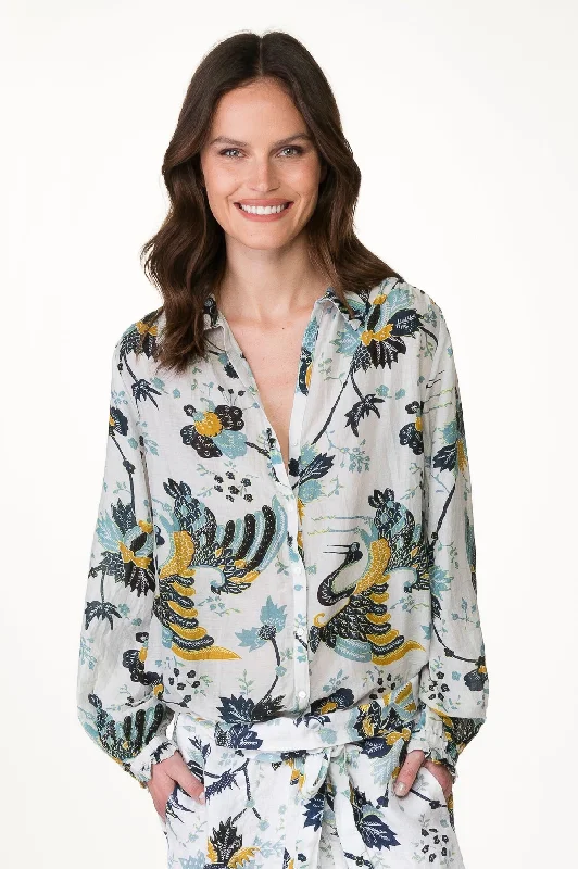 White Lotus Printed BlousePolyester Shirts