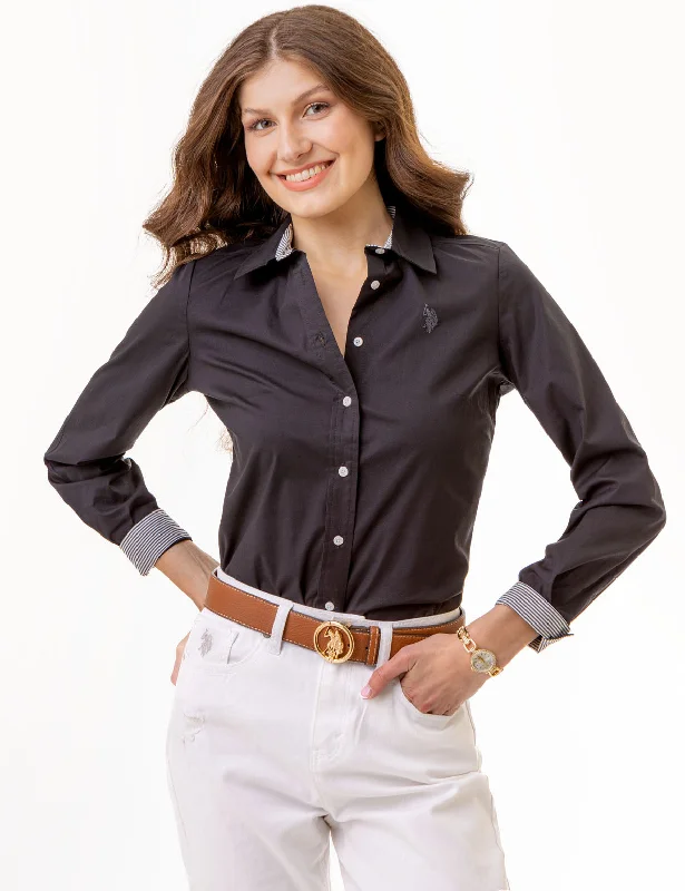 SOLID STRETCH POPLIN SHIRTTasseled Shirts