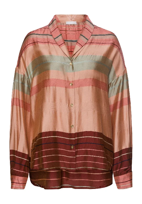 Hannah Striped Color Block Shirt | Earth Tanned Stripe 74858-2166UV-Protection Shirts