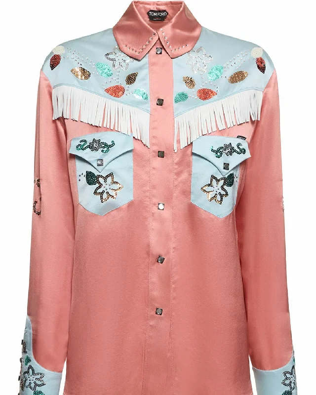 Tom Ford Womens Button Down Shirt In PinkRecycled Fabric Shirts