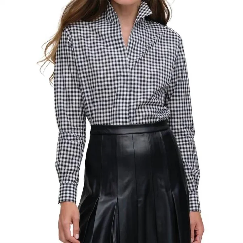 Signiture Check Mate Shirt Top In Black, WhiteOversized Shirts