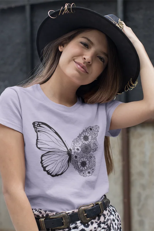 Floral Butterfly Printed T-shirt for womenQuick-Dry T-Shirts