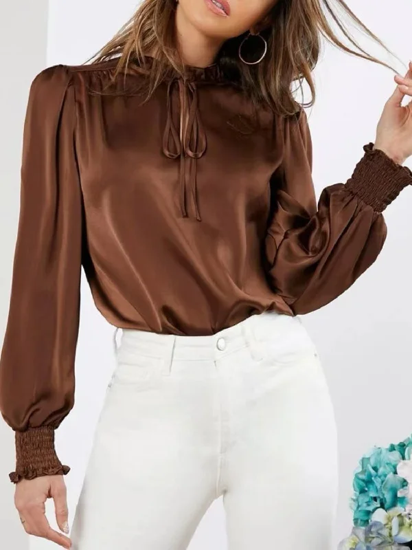 Frill Tied Lantern Sleeve BlouseStudded Shirts