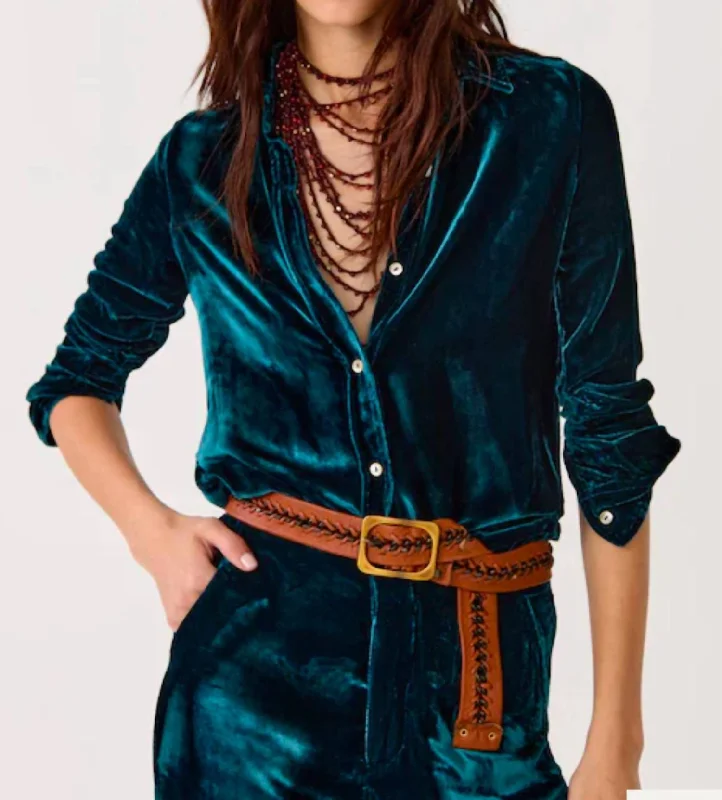 San Marino Silk Velvet Shirt In TealHemp Shirts