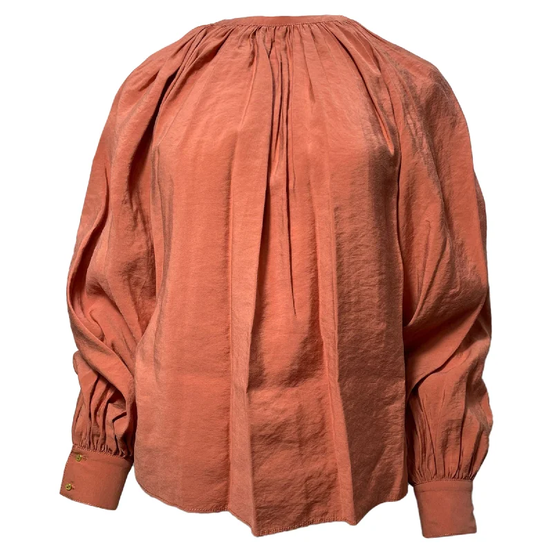 Ulla Johnson Puff Sleeve Blouse in Orange CottonRainproof Shirts