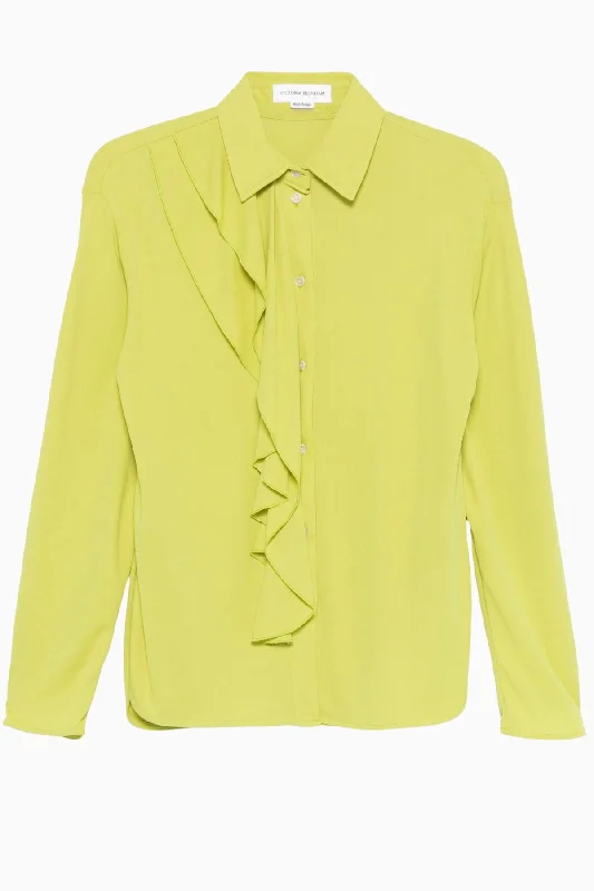 Victoria Beckham Ruffle Detail Blouse - CitrusChambray Shirts