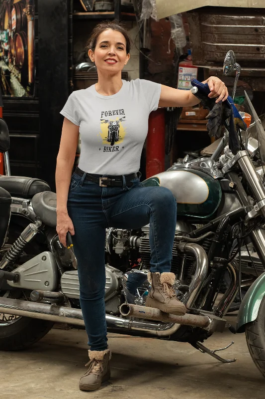 Forever Biker Printed T-shirt for womenZippered T-Shirts