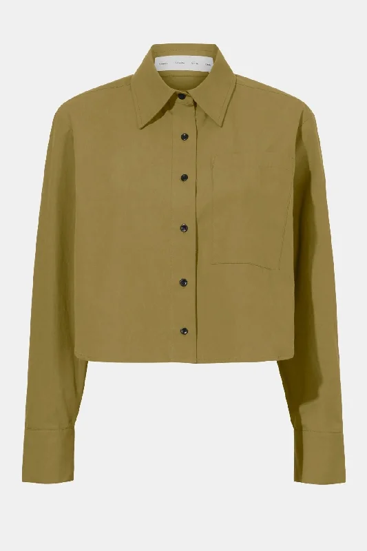 Proenza Schouler White Label Alma Shirt - OliveOrganic Cotton Shirts