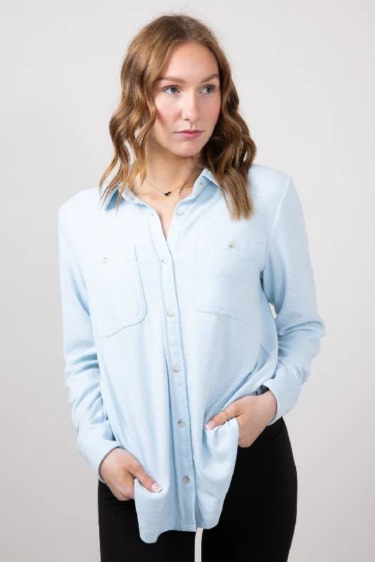 Thread & Supply Lewis Soft Luxe Button Up Shirt for Women in Glacier Lake | T1084PVXTS-GLACIERLAKECycling Shirts