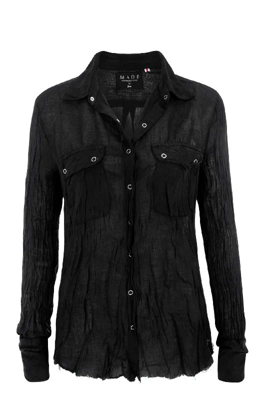 Black Classic Gauze ShirtCotton Shirts