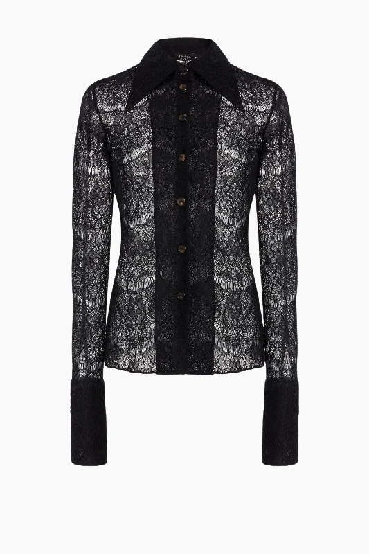 A.W.A.K.E Mode Fitted Lace Shirt - BlackMetallic Shirts