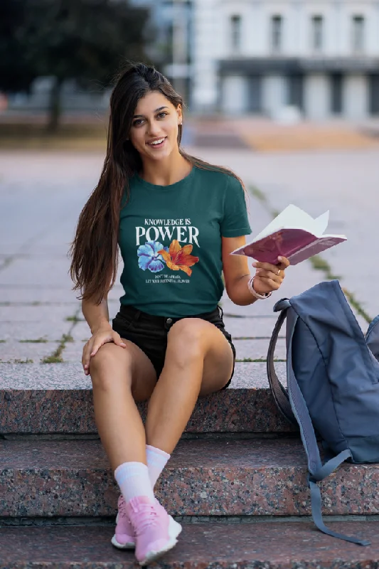 Knowledge is Power Printed T-shirt for womenLinen T-Shirts