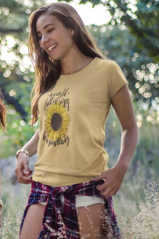 Sunflower Power Printed T-shirt for womenBeaded T-Shirts