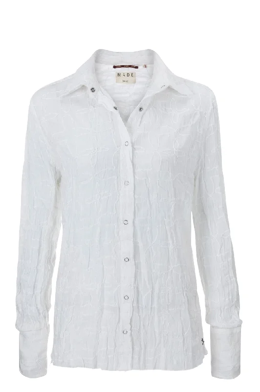 White Flower Emb ShirtSatin Shirts