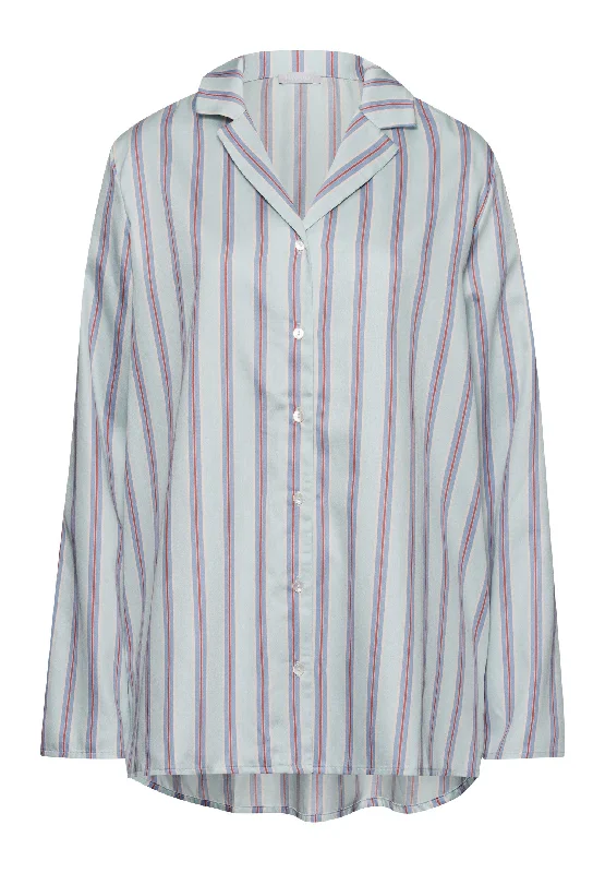 Sleep And Lounge Cotton Button Front Pajama Shirt | Balanced Stripe 74849-2164Hip-Hop Shirts