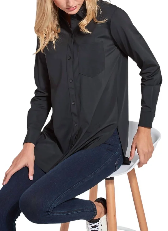 Schiffer Button Down Shirt In BlackSilk Shirts