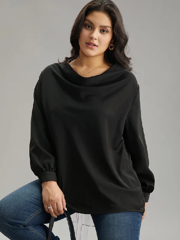 Static-Free Plain Cowl Neck BlouseBranded Shirts