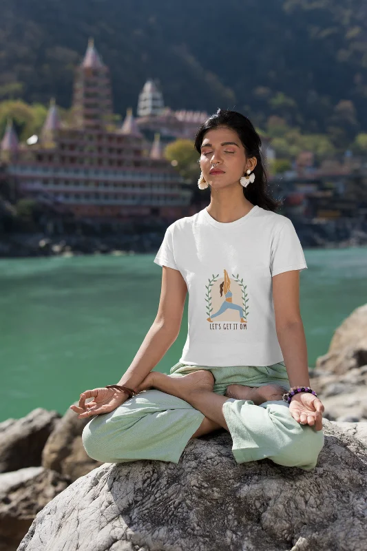 Yoga With Om Printed T-shirt for womenCultural T-Shirts