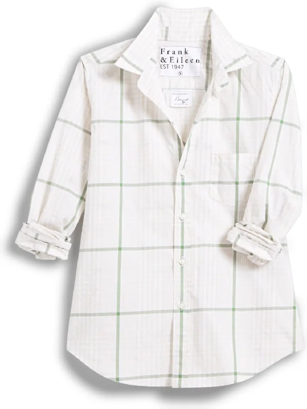 Women's Barry Tailored Button Up Shirt In Green Multi CheckFestival Shirts