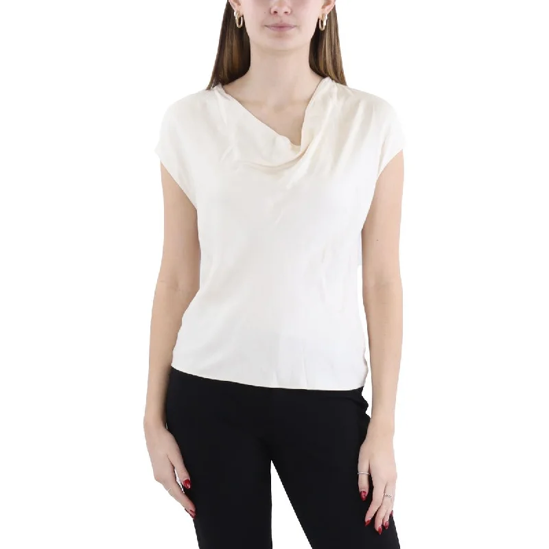 Womens Cowl Neck Cap Sleeve BlouseRainproof Shirts