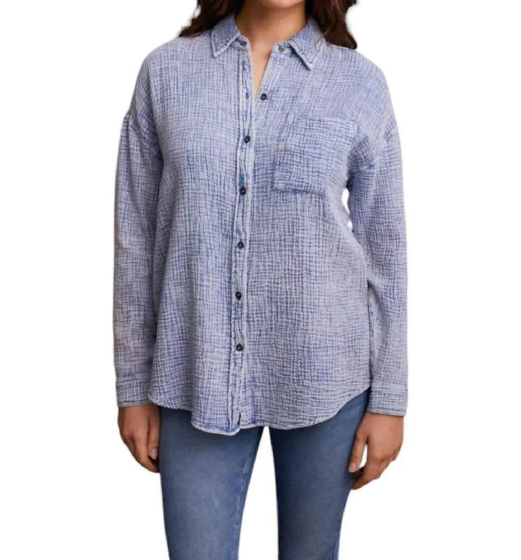 Waffle Button Down Shirt In Blue JayBamboo Shirts