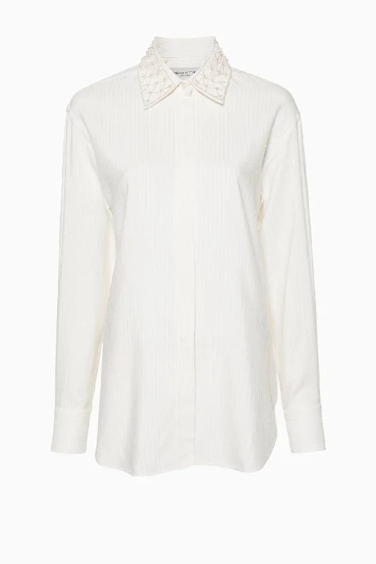 Golden Goose Pearl Collar Boyfriend Shirt - Heritage WhiteGym Shirts