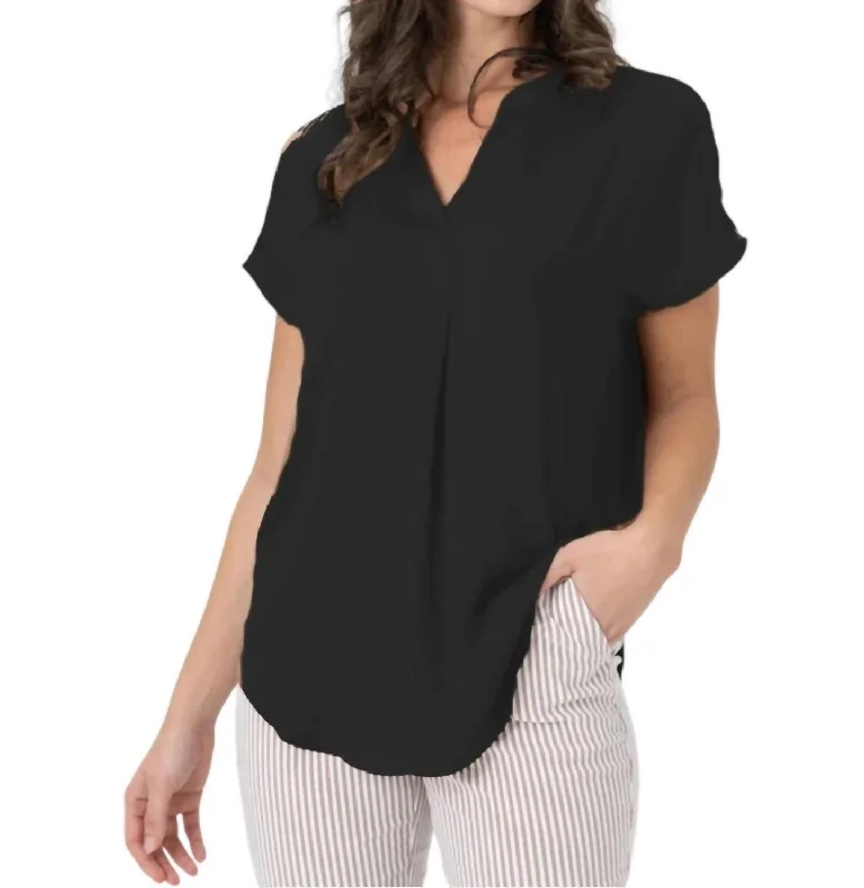 Cap Sleeve Airflow Blouse In BlackRunning Shirts