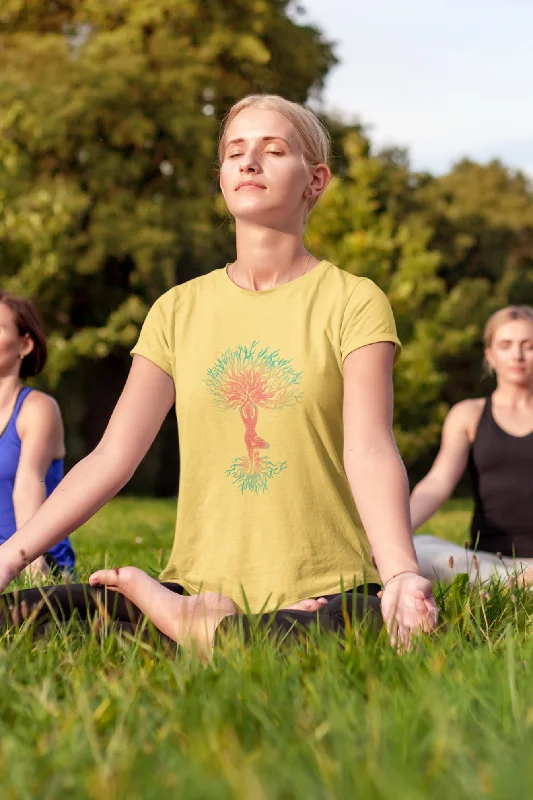 Yoga Tree Printed T-shirt for womenCasual T-Shirts