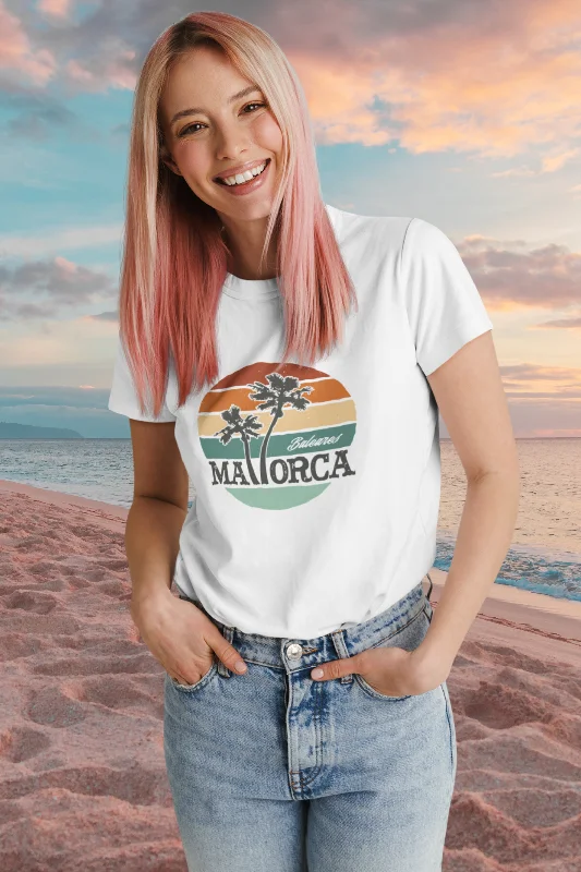 Mallorca And Palm Printed T-shirt for womenStudded T-Shirts