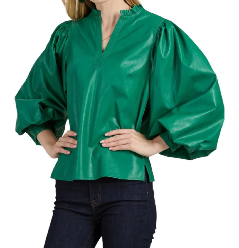 Pleather Shirt In Kelly GreenLayered Shirts