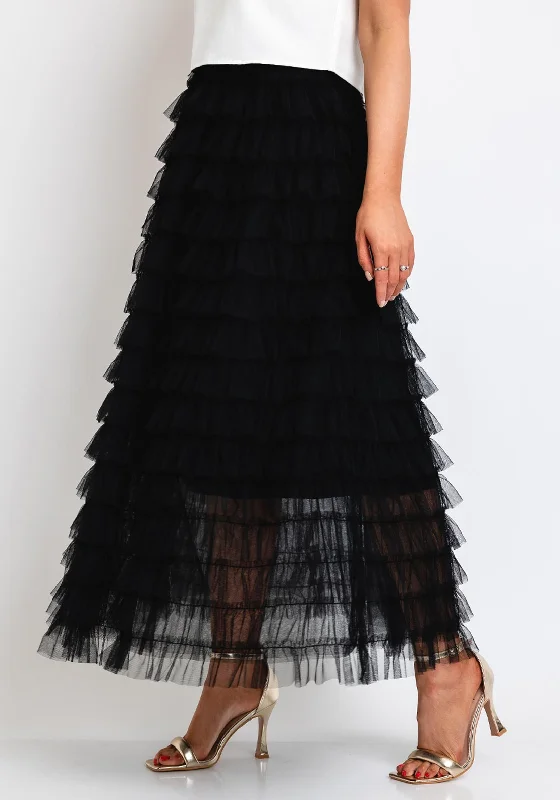 Pleated SkirtThe Sofia Collection Tier Tulle Skirt, Black