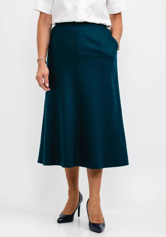 Evening SkirtBrendella A Line Wool Midi Skirt, Petrol