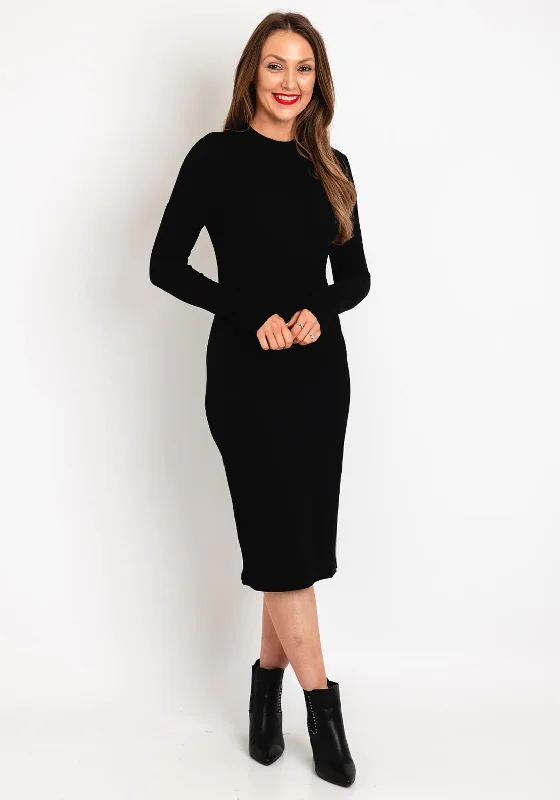 Evening DressTiffosi Basic Ribbed Knit Midi Dress, Black