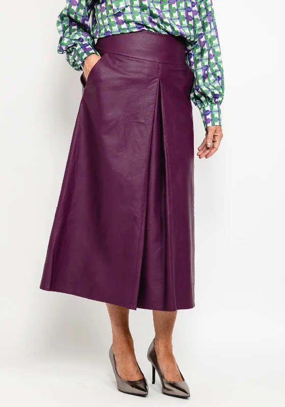 Cocktail SkirtCamelot Faux Leather A Line Skirt, Plum