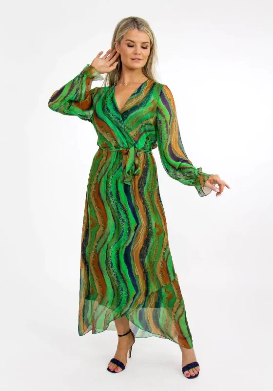 Halter DressKate & Pippa Portofino Silk Print Maxi Dress, Green