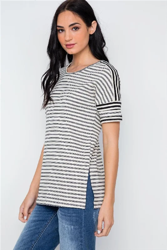 Hunting Short Sleeve TopsBlack Cream Stripe Short Sleeve Top / 2-2-2