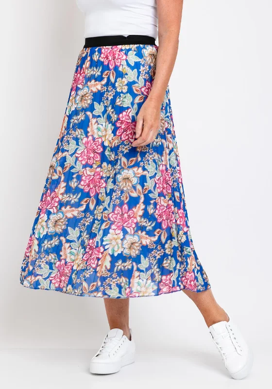 Peplum SkirtSerafina Collection One Size Pleated Midi Skirt, Blue & Pink