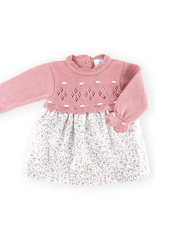 Ball GownSardon Baby Girl Floral Knit Dress, Pink