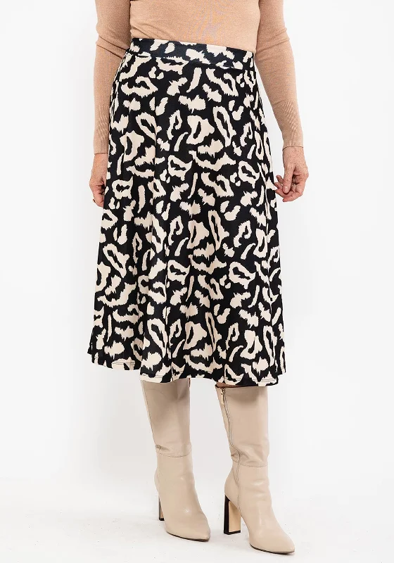 Insulated SkirtSeventy1 Animal Print Midi Skirt, Black & Beige