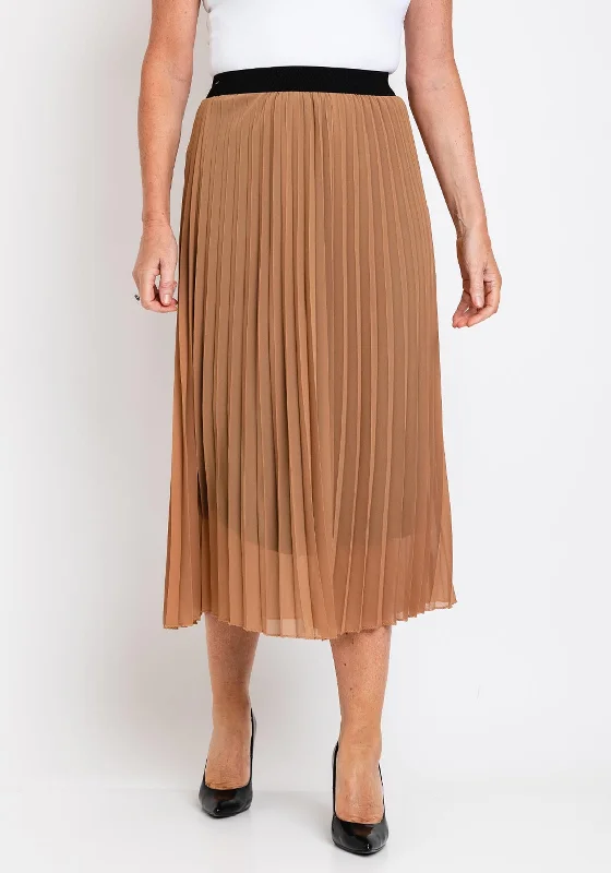 Denim SkirtSerafina Collection One Size Pleated Midi Skirt, Brown