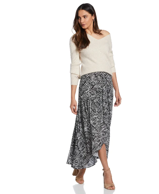 Formal SkirtPrinted Crepe Faux Wrap Skirt