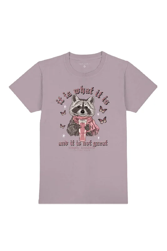 Simply Southern Plus Size It Is What It Is Raccoon T-Shirt for Women in Purple | EXT-SS-RACCOON-PARAGONFleece T-Shirts