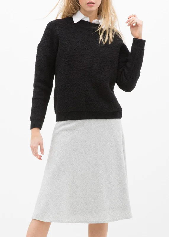 Pleated SkirtHigh Waisted Wool Knit Midi Skirt