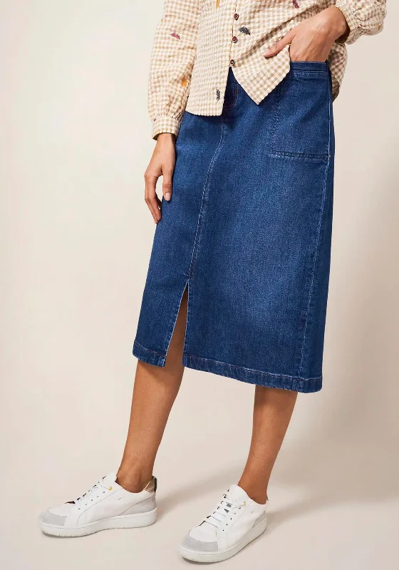 PetticoatWhite Stuff Penny Denim Midi Skirt, Mid Blue