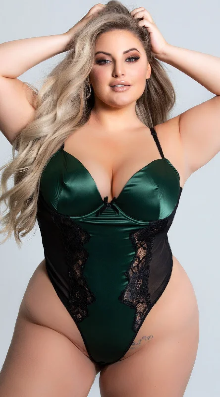 Large women's waist-baring topsPlus Size Lady Luck Satin Teddy