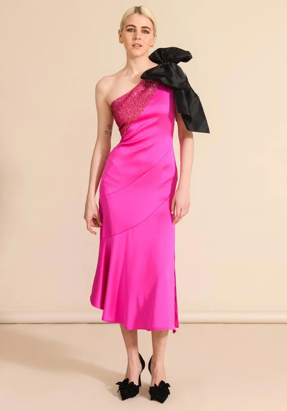 Striped DressSister By Caroline Kilkenny Kennedy Sequin Satin Maxi Dress, Pink