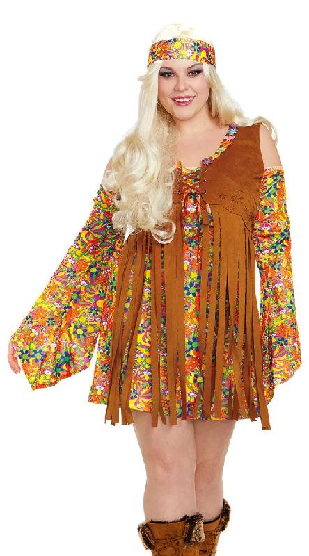 Plus size women's retro topsPlus Size Flower Power Hippie Costume