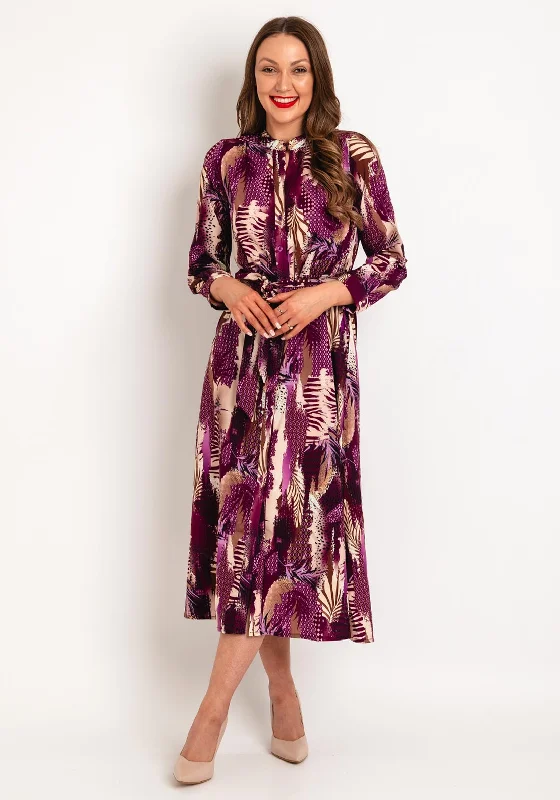 Ball GownKate & Pippa Capri Multi Print Midi Dress, Plum